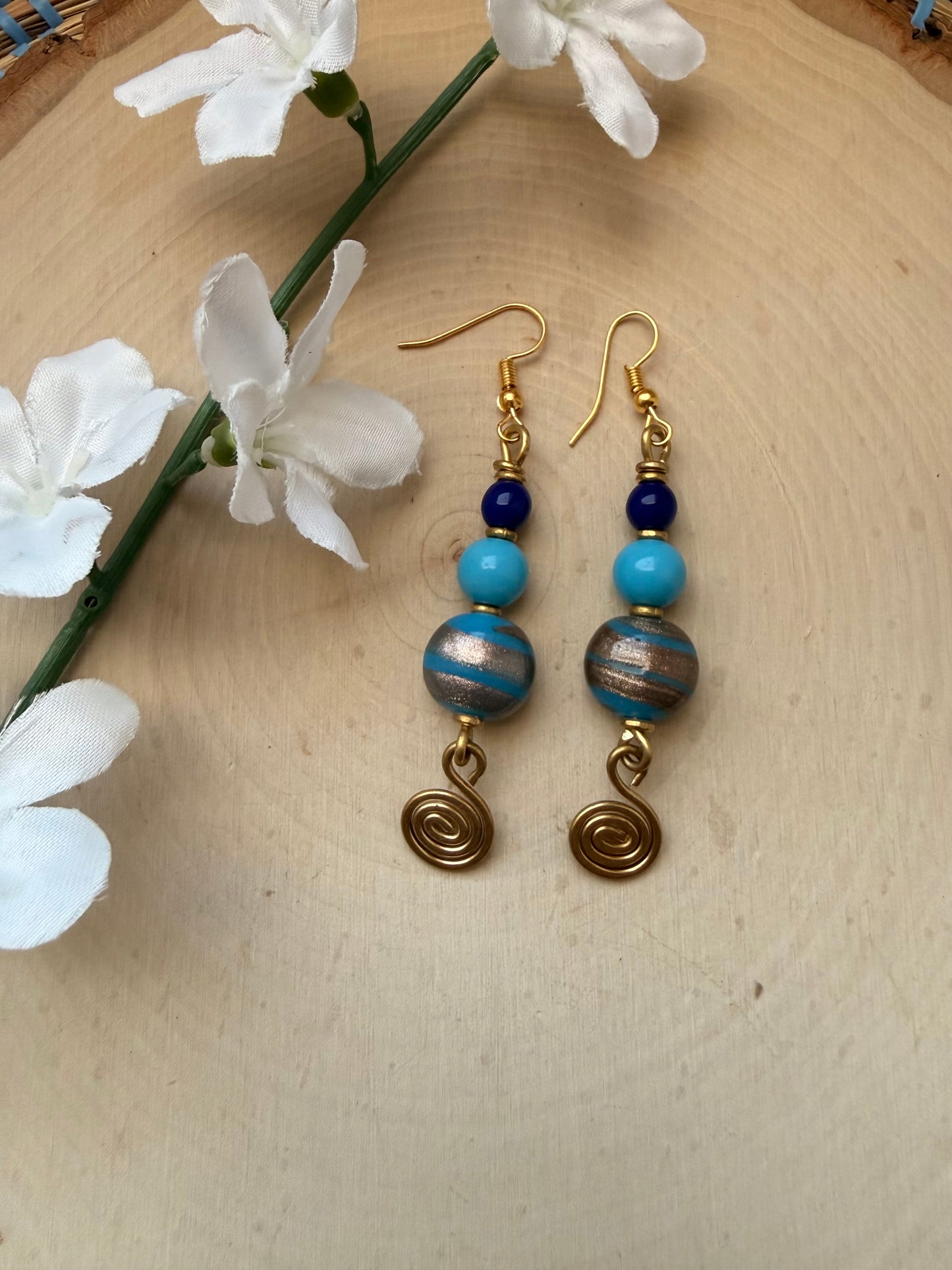 Jupiter Beaded Brass Earrings