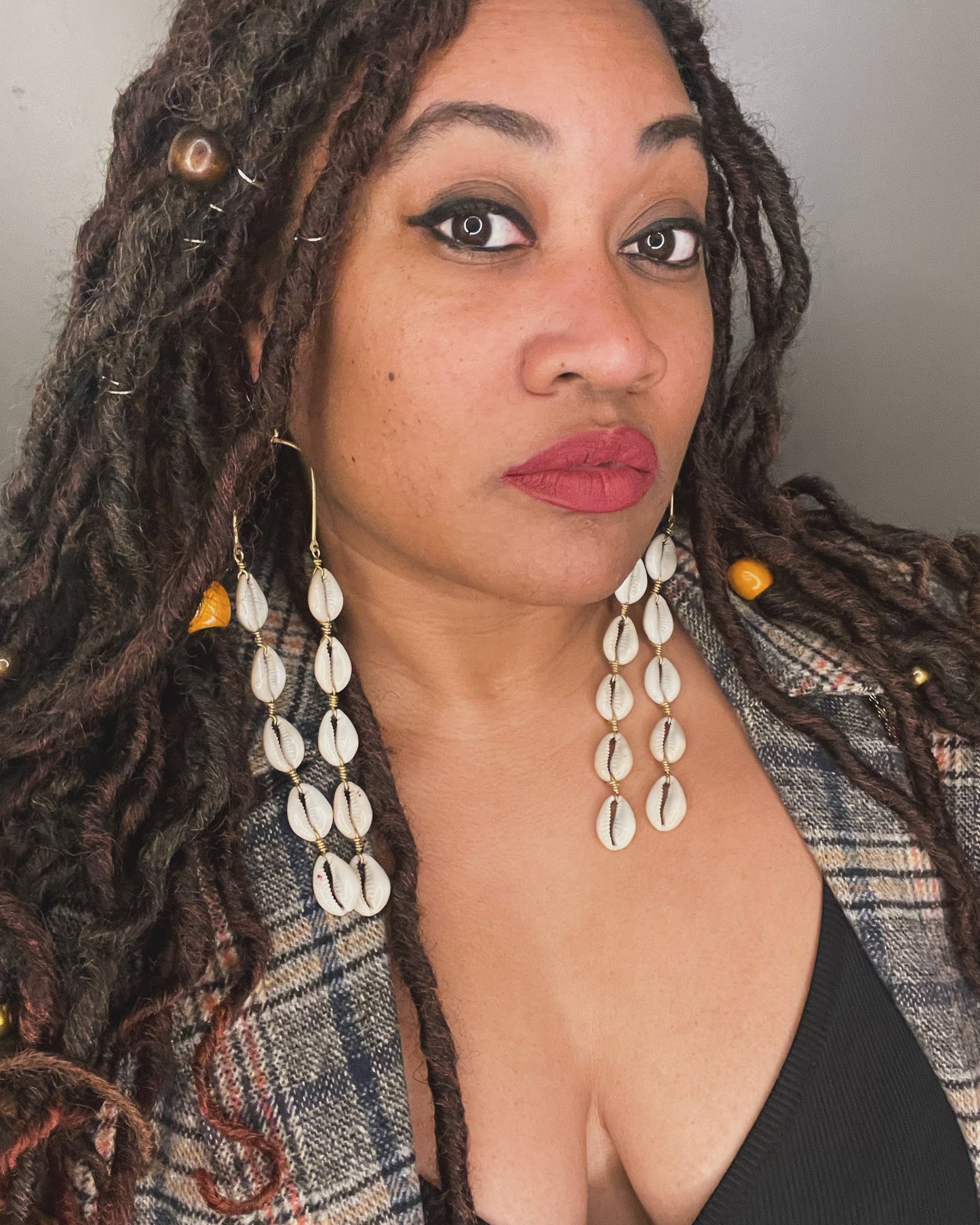 Goddess Drop Cowrie Earrings
