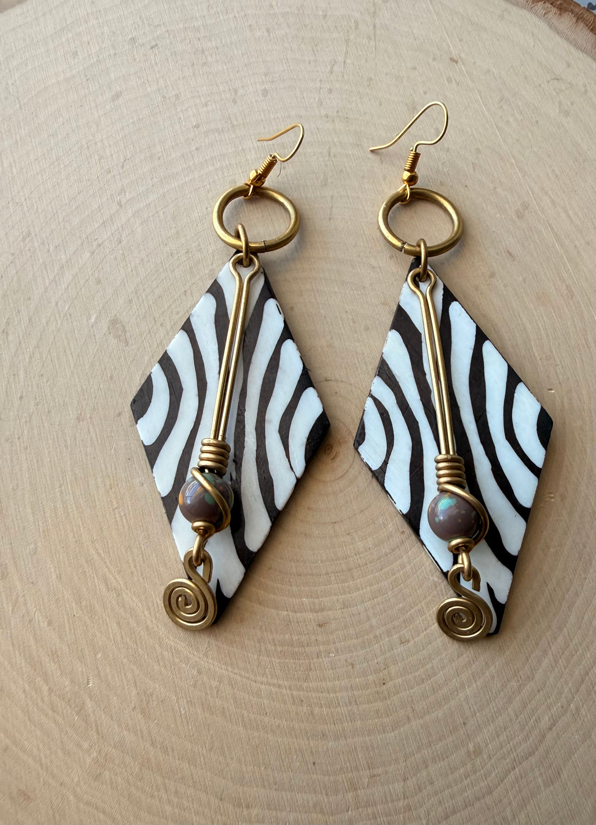 Zebra Brass Earrings