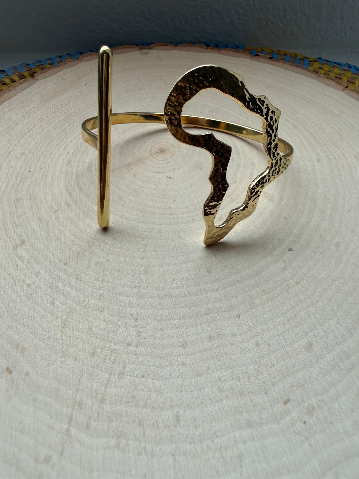 Hammered African Outline 3/4 Bracelet- Adjustable