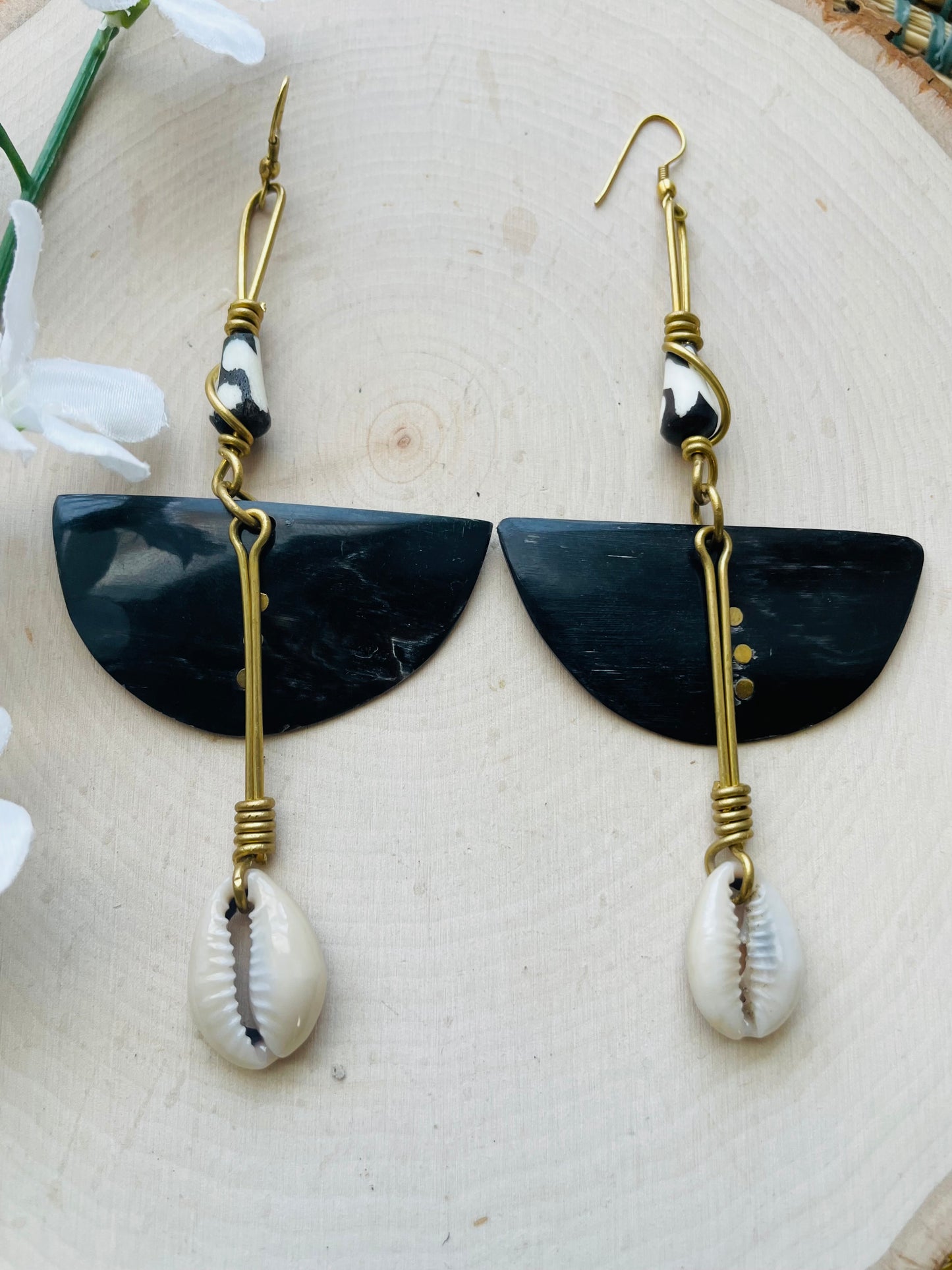 Cowrie Lunar Earrings Dark - Clearance