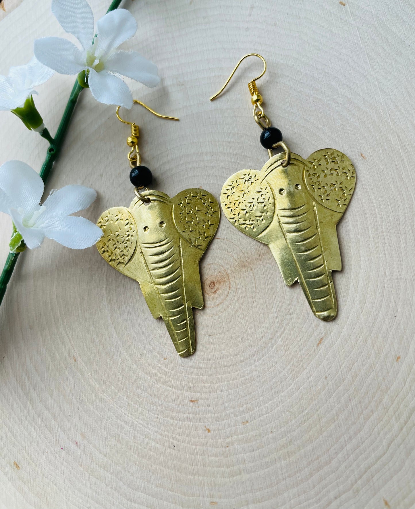 Beaded Regal Elephant Earrings