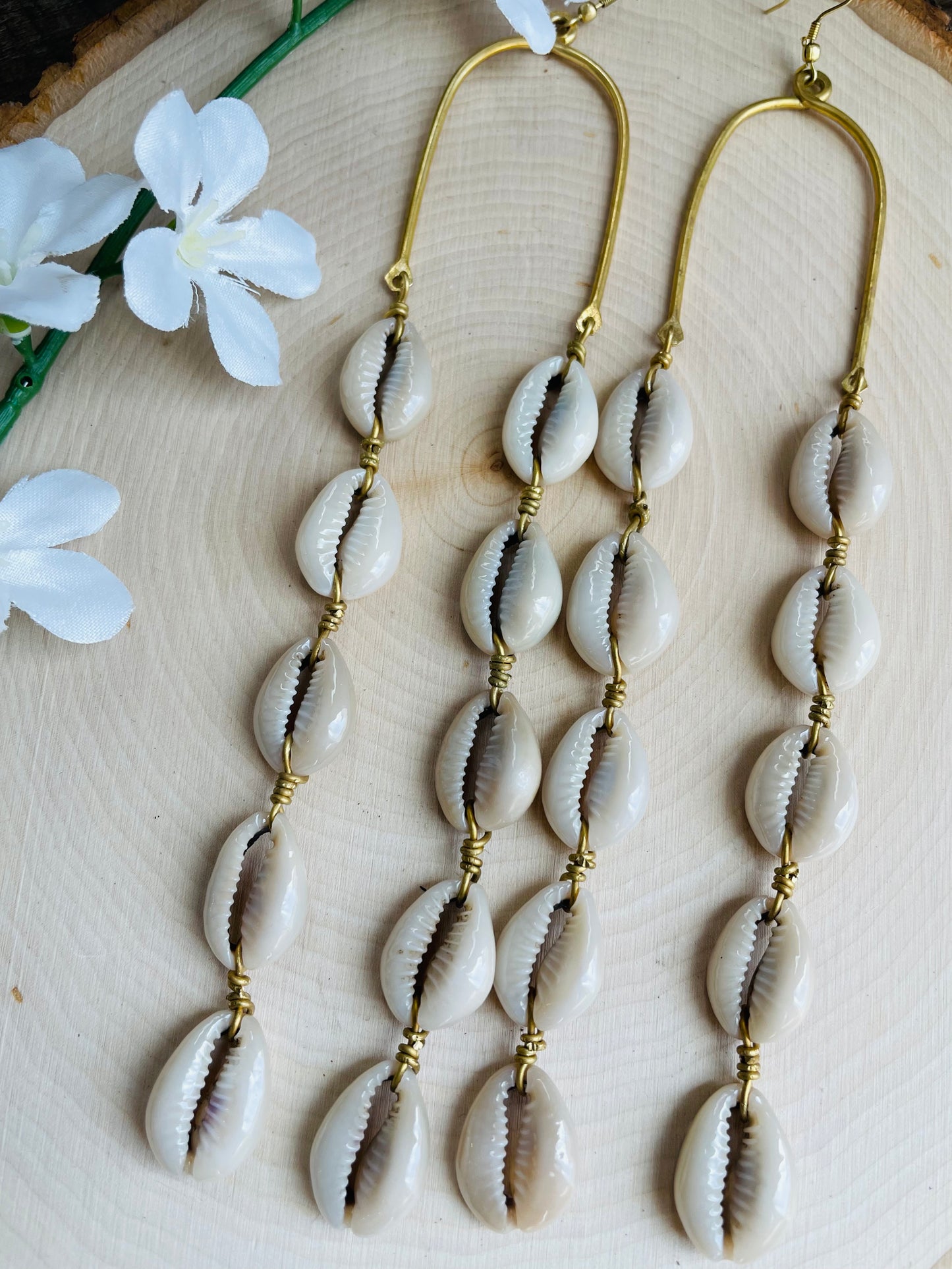 Goddess Drop Cowrie Earrings