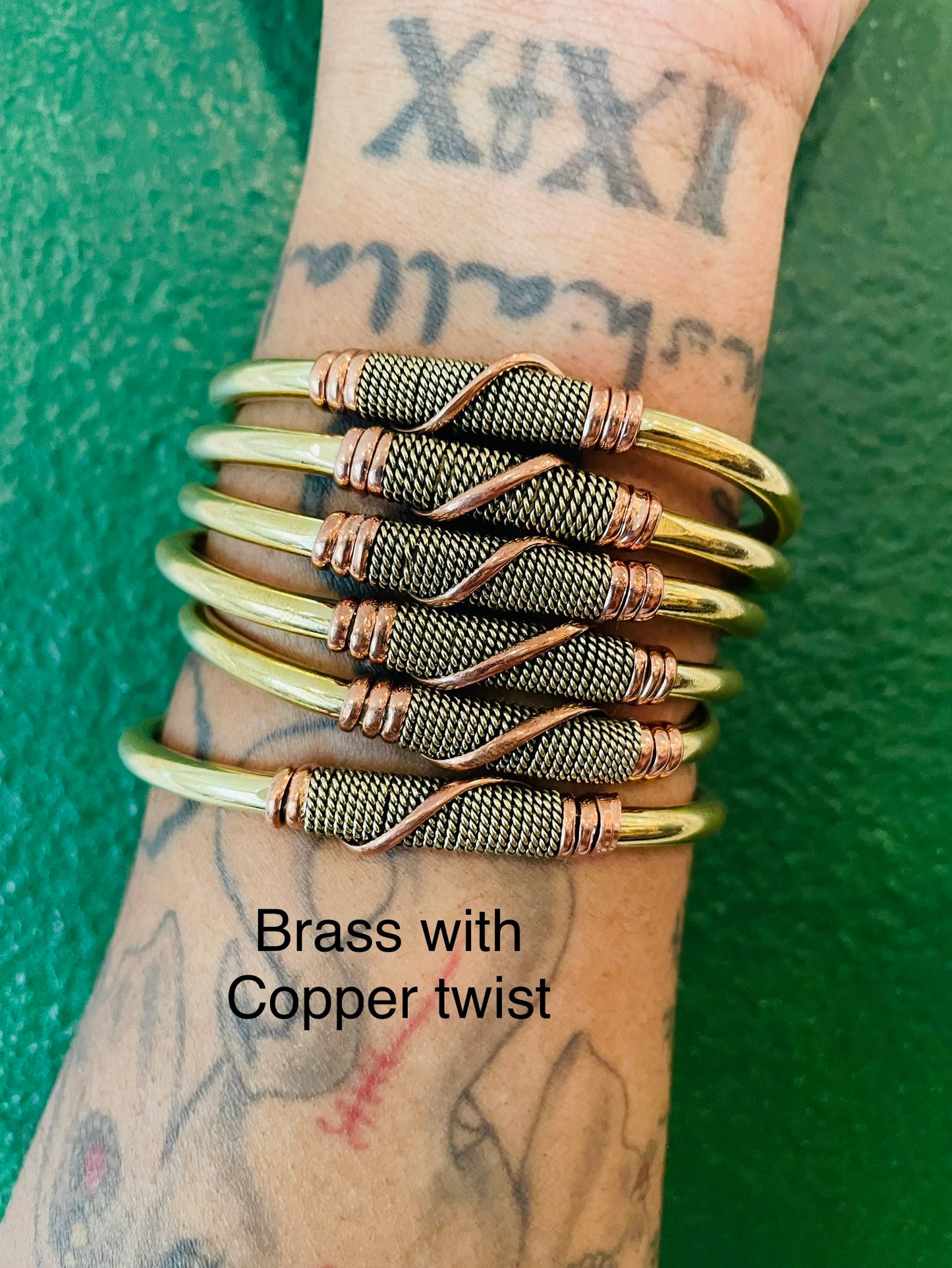 Yaoundé with a copper twist Brass Bracelet