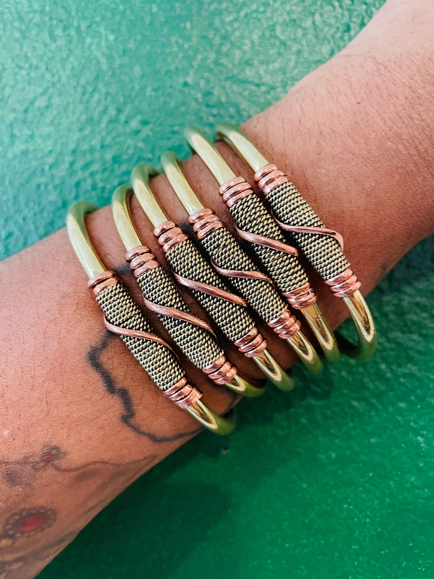 Yaoundé with a copper twist Brass Bracelet