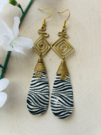 Mosi Zebra Brass Earrings