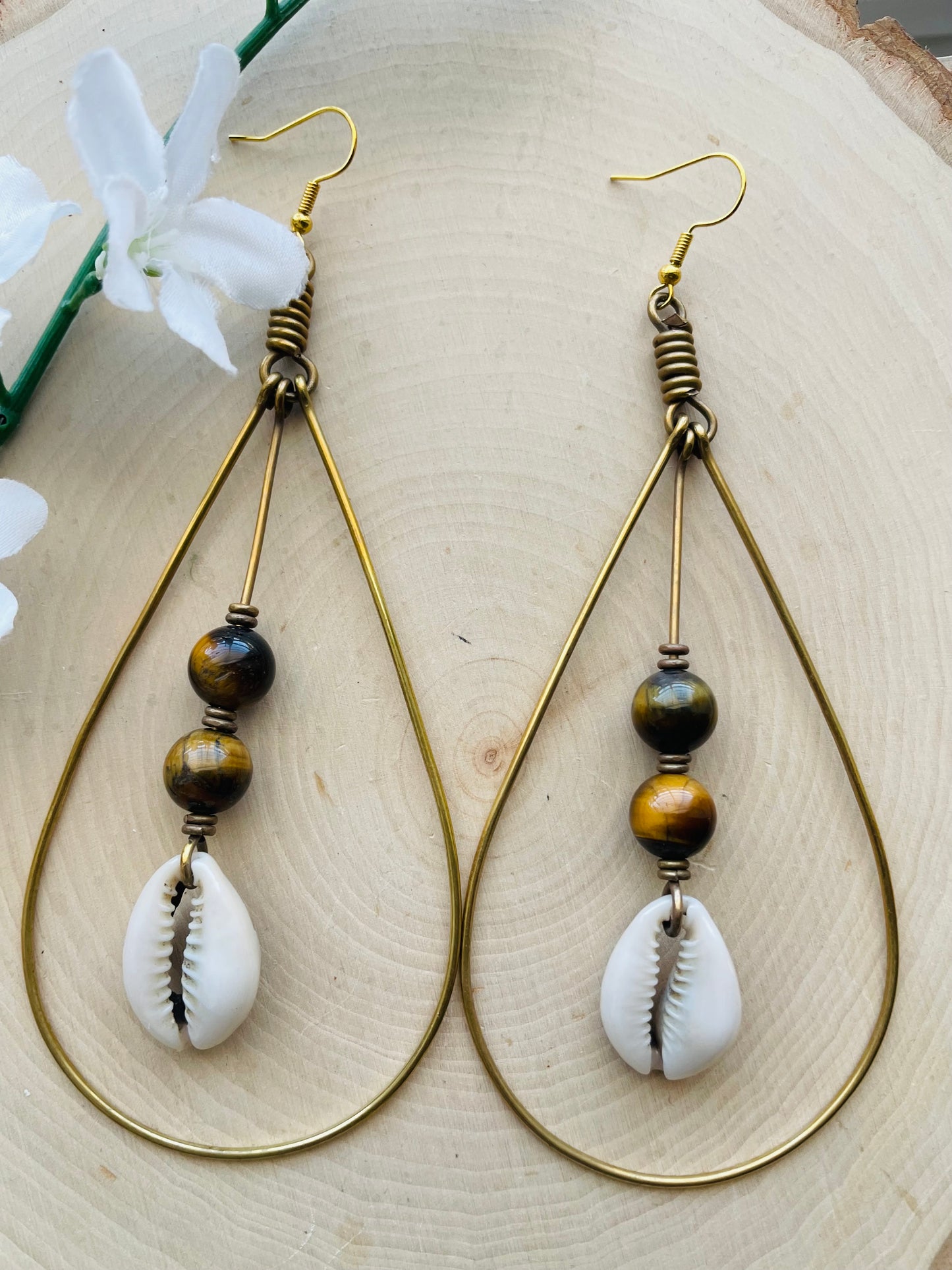 Brown Beaded Swing Earrings