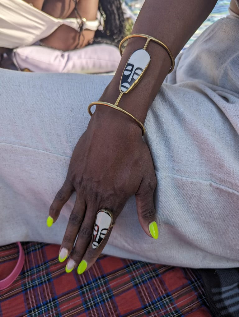 African Mask 3/4 Bracelet- Adjustable