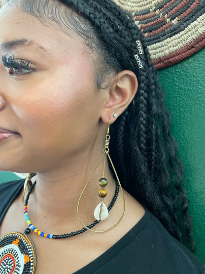 Brown Beaded Swing Earrings