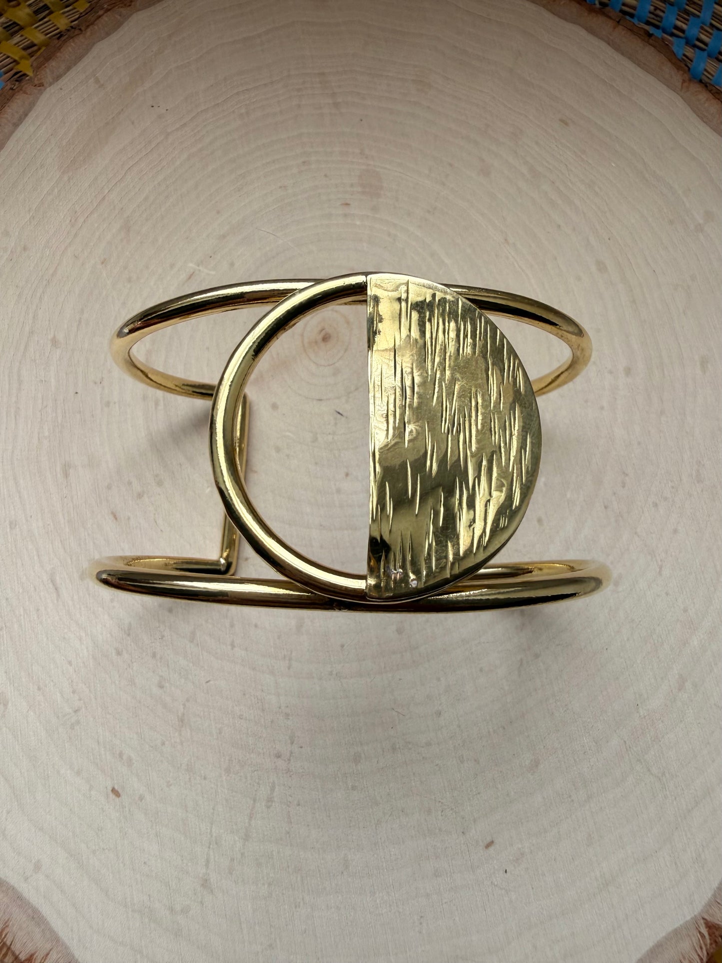 Half Moon Brass Bracelet - Adjustable