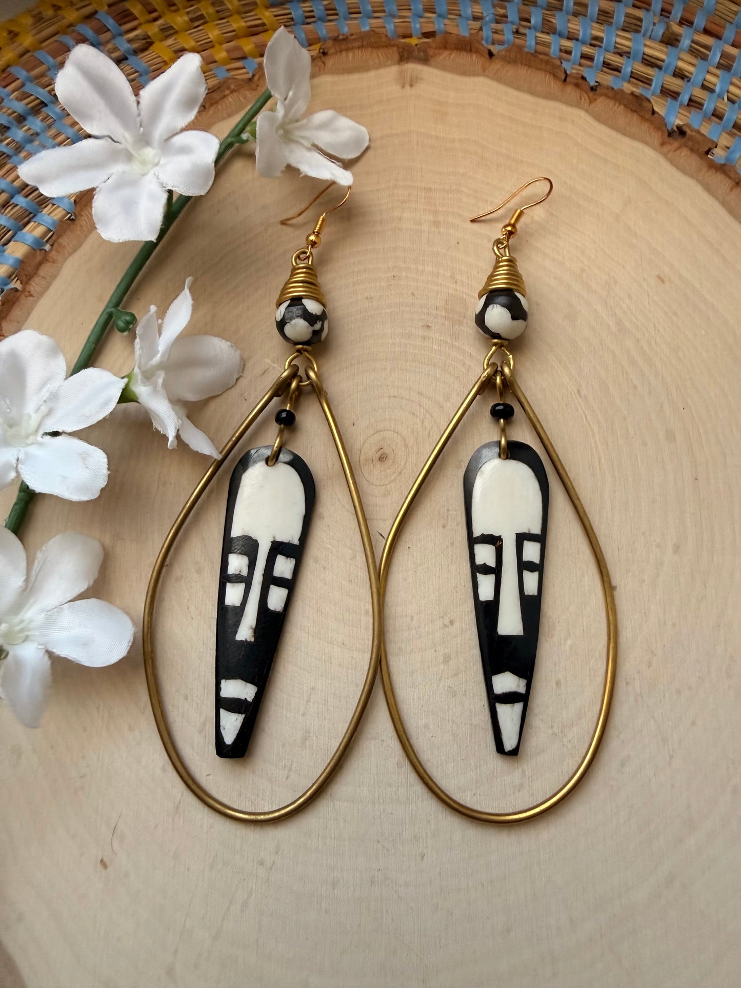 African Mask Cage Earrings