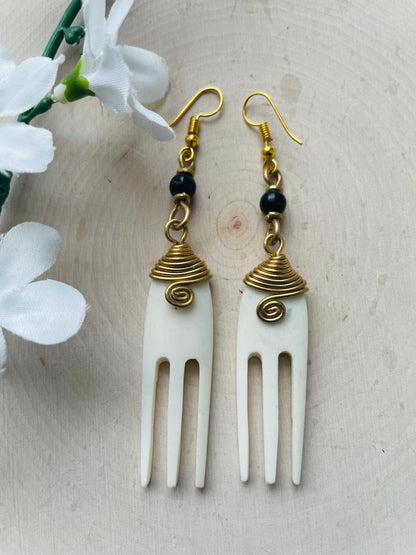 Beaded Duafe Brass earrings