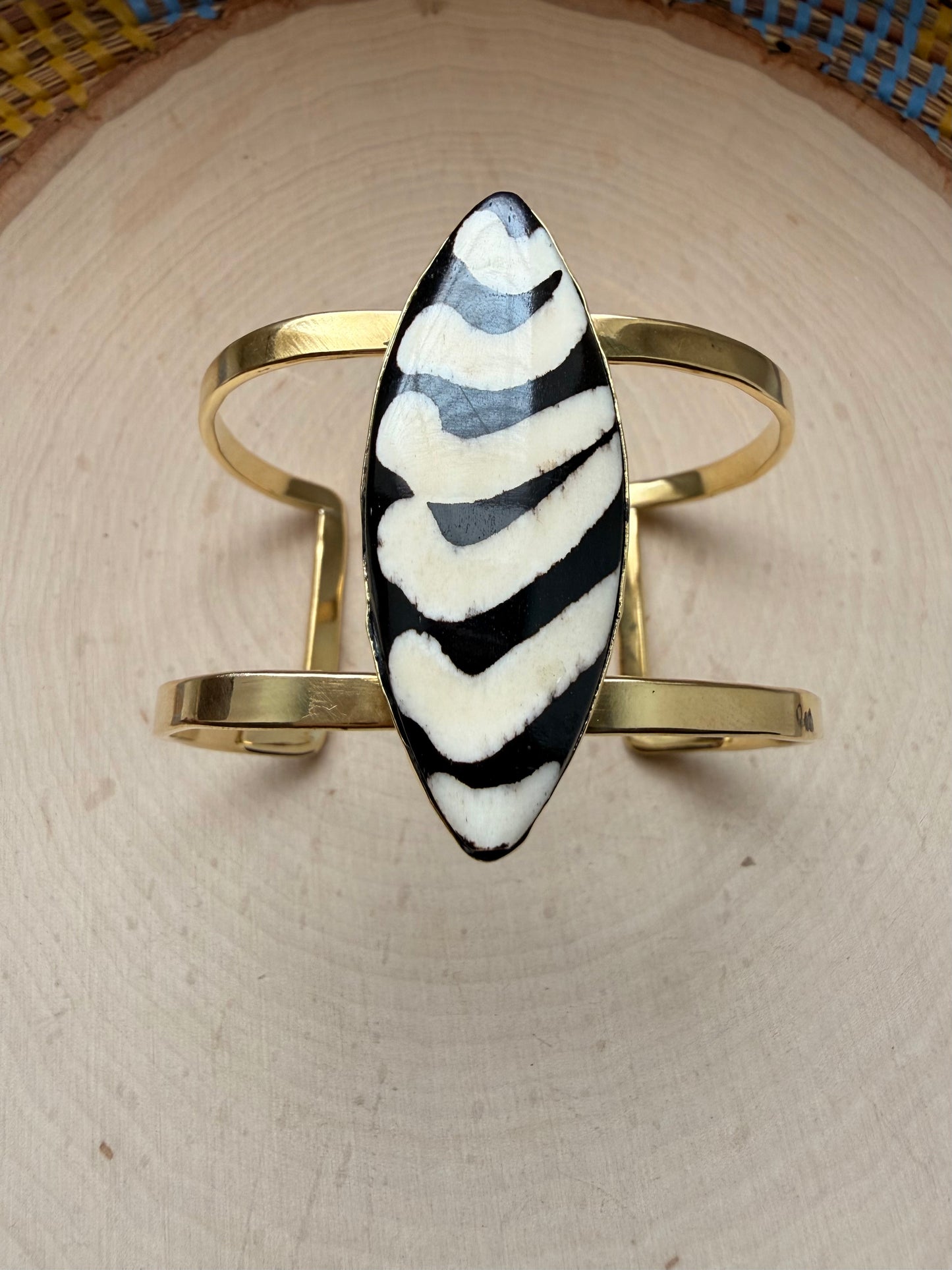 Striped Brass Bracelet - Adjustable