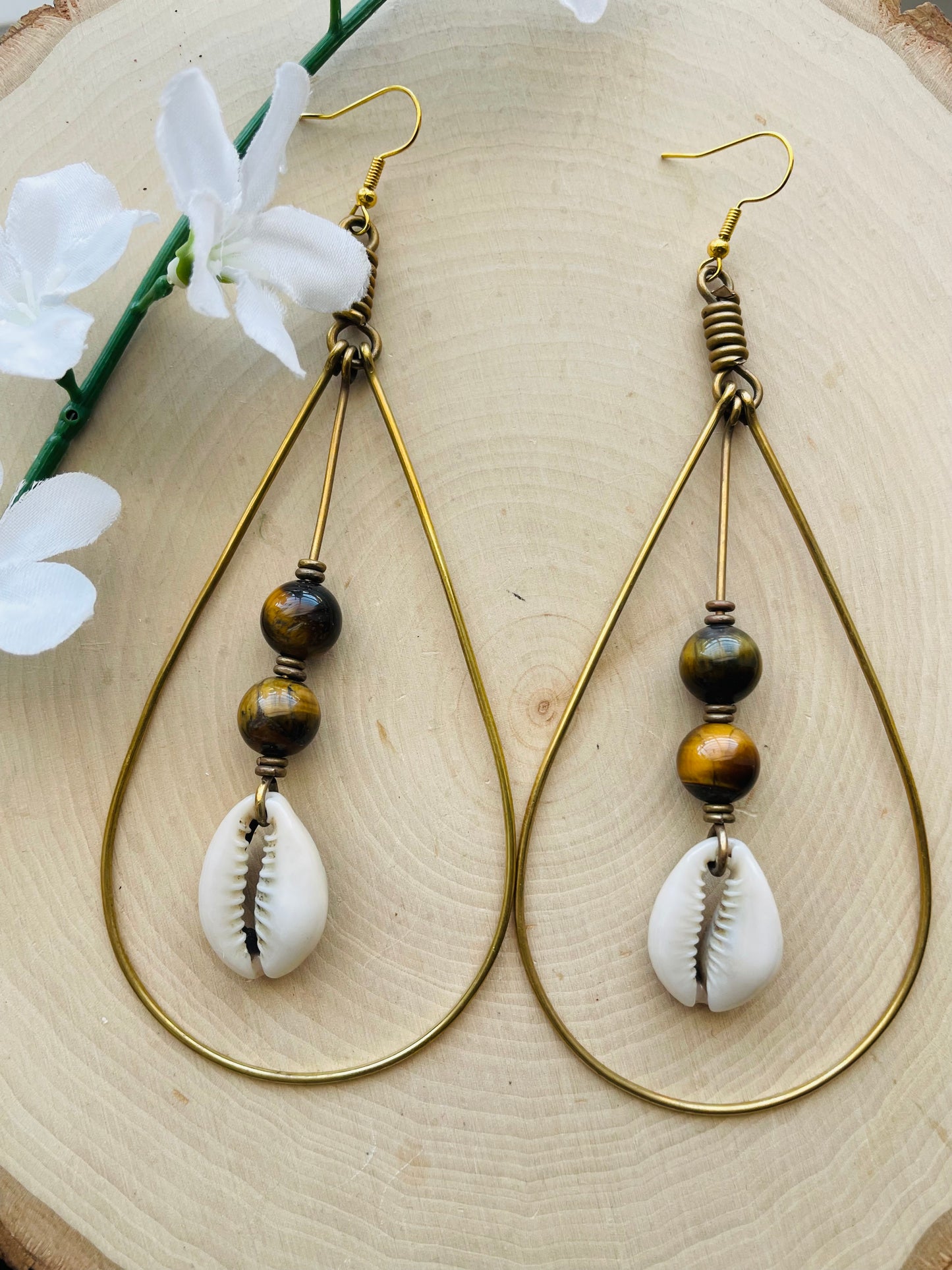 Brown Beaded Swing Earrings