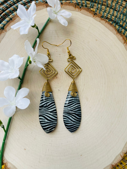 Issa Zebra Brass Earrings