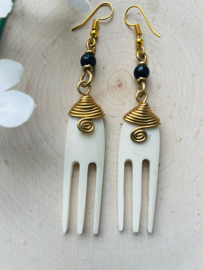 Beaded Duafe Brass earrings