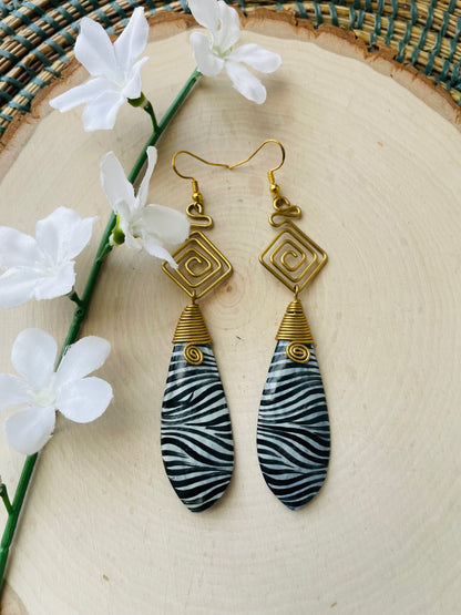 Issa Zebra Brass Earrings