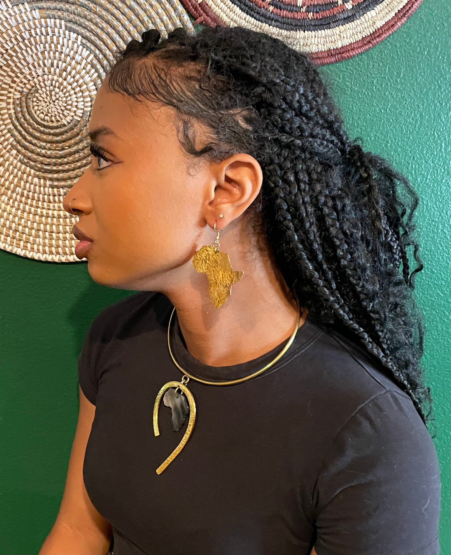 Africa Brass Earrings hammered