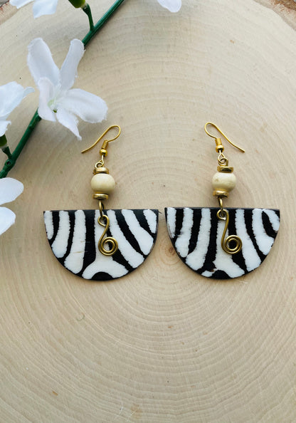 Brown Beaded Pharaoh Zebra earrings