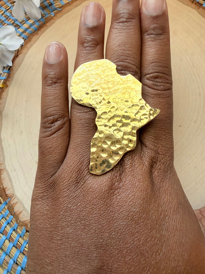 Africa Shaped Hammered Ring