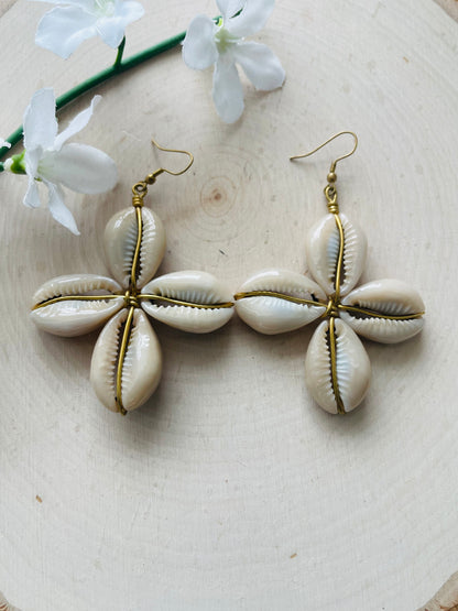 Cowrie Clover Earrings