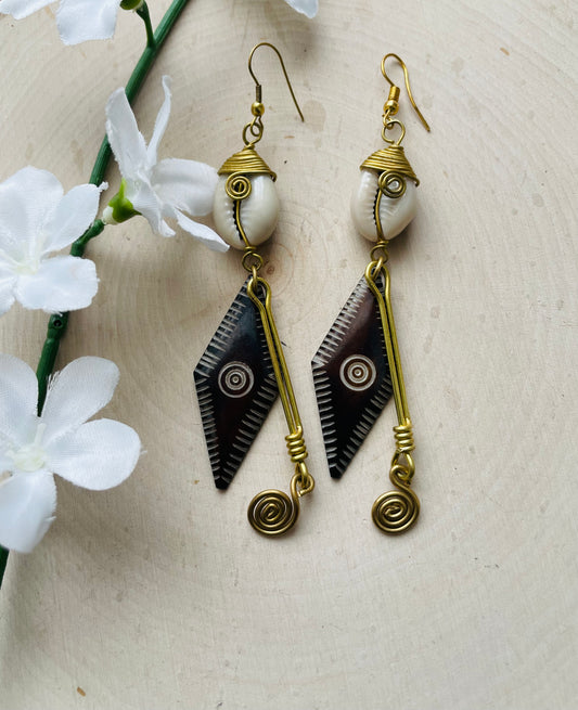 Diamond shaped  cowrie Earrings