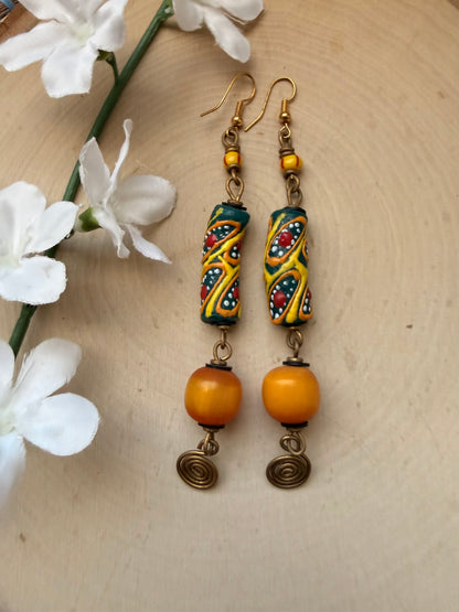 Celestial Brass Beaded Earrings