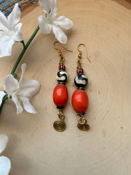 Red beaded Earrings