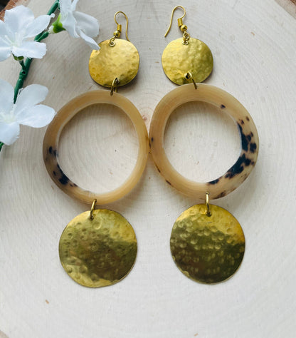 Double Brass Adaeze Brass Earrings- two toned