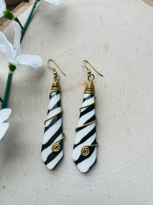 Brass wrapped Line Earrings-Clearance