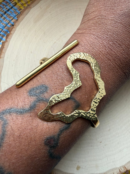Hammered African Outline 3/4 Bracelet- Adjustable