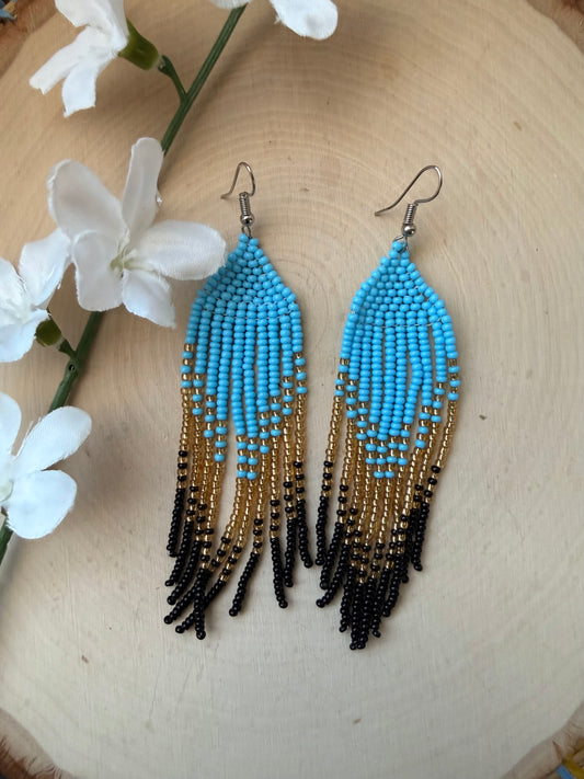 Blue  beaded earrings - clearance
