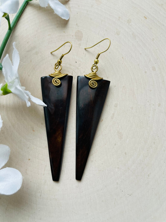 Dark Brown triangle Earrings-Clearance