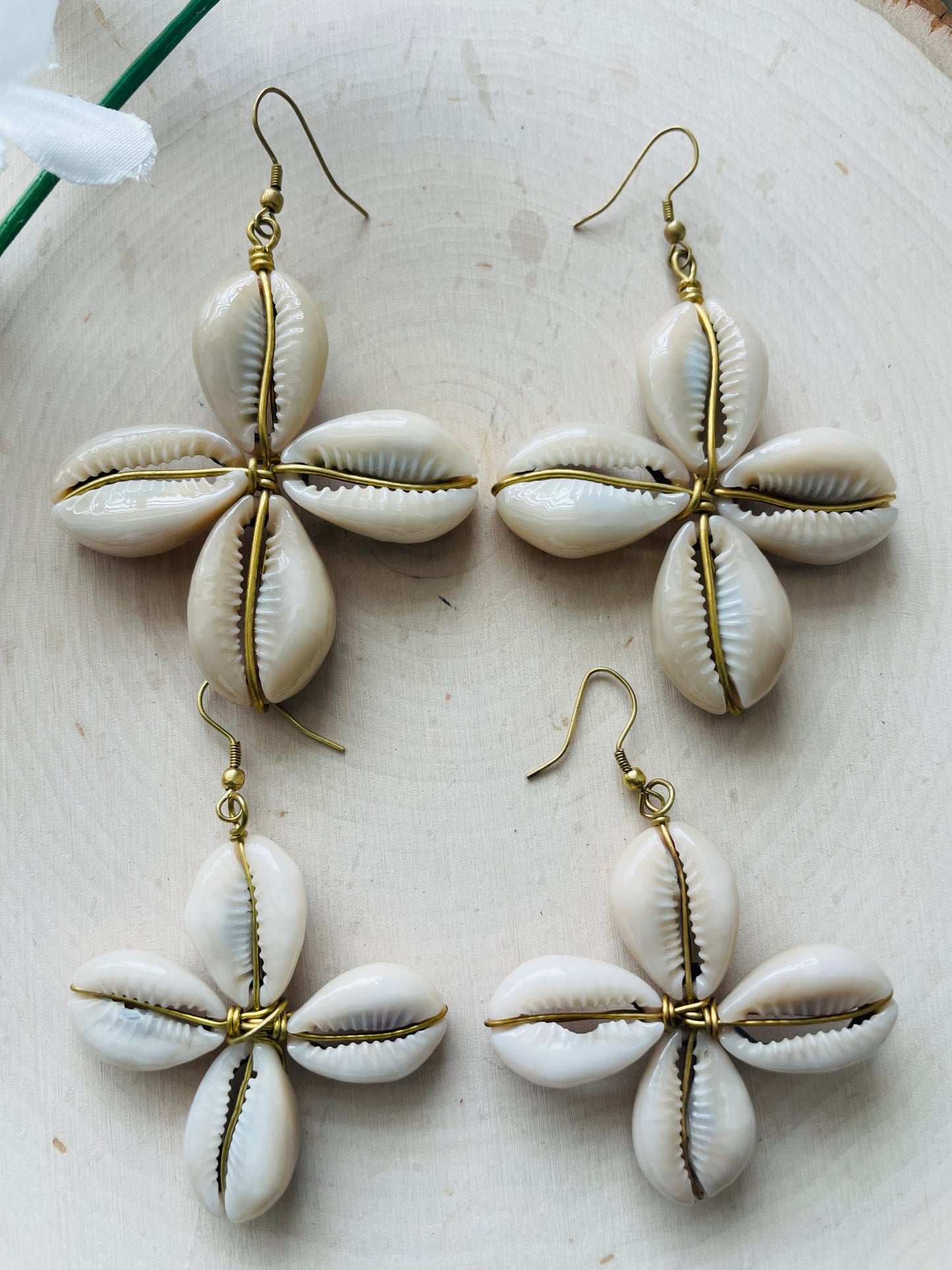 Cowrie Clover Earrings