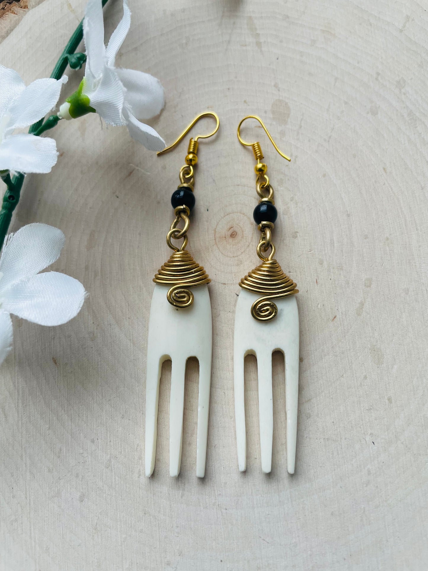 Beaded Duafe Brass earrings