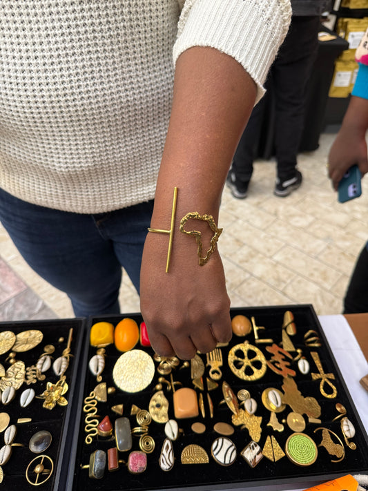 Hammered African Outline 3/4 Bracelet- Adjustable