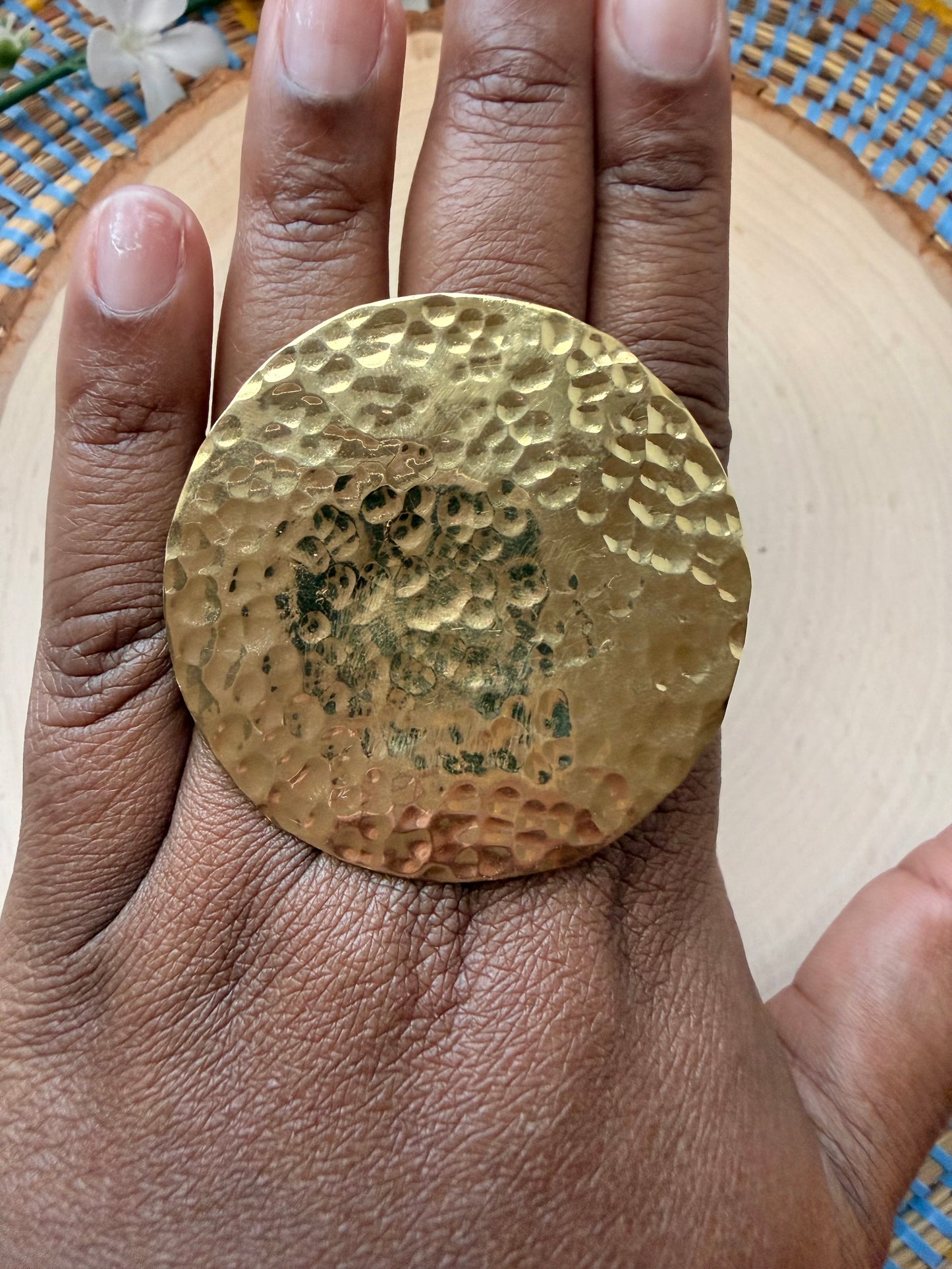 Hammered Circle Ring - Adjustable