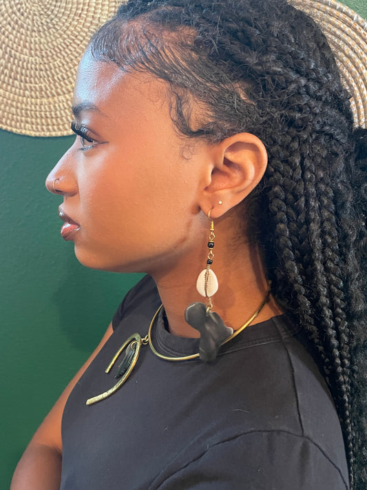 Beaded Africa Shaped Earrings