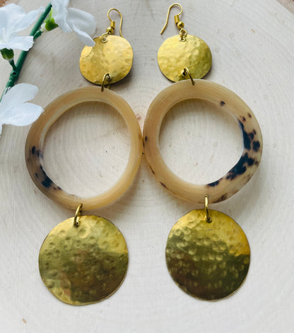 Double Brass Adaeze Brass Earrings- two toned