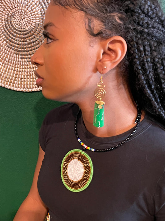 Dakari Green Brass Earrings