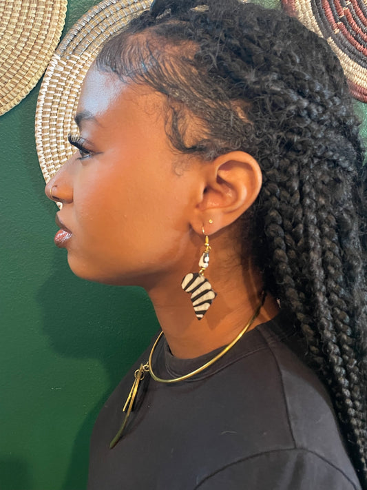 Zebra Africa Shaped Earrings