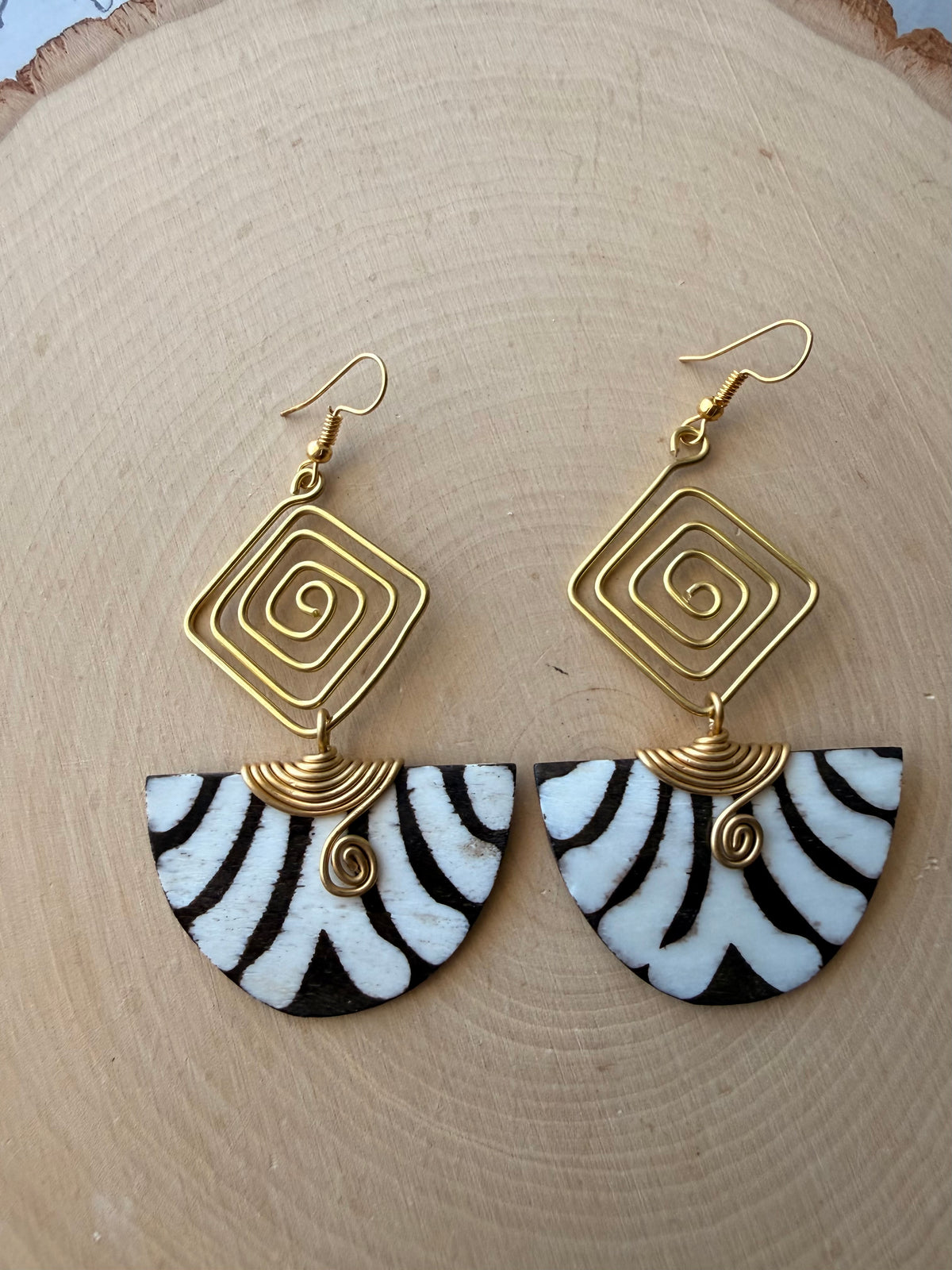 Brass Pharaoh Zebra earrings