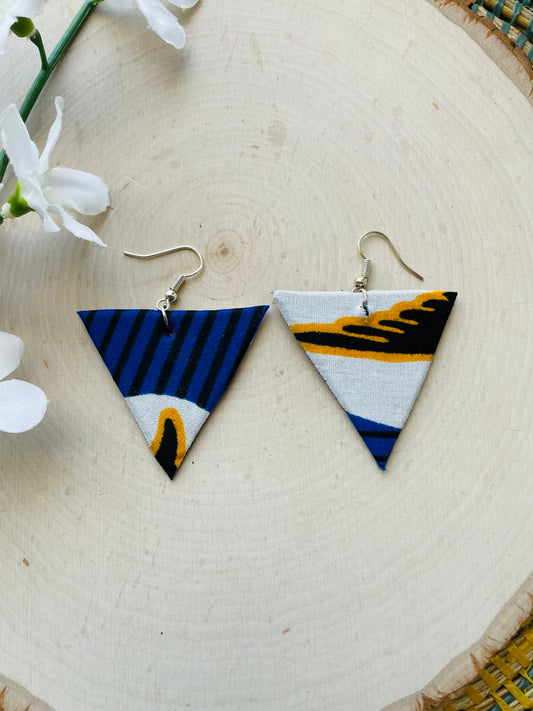 Blue mix Ankara fabric earrings- clearance imperfect