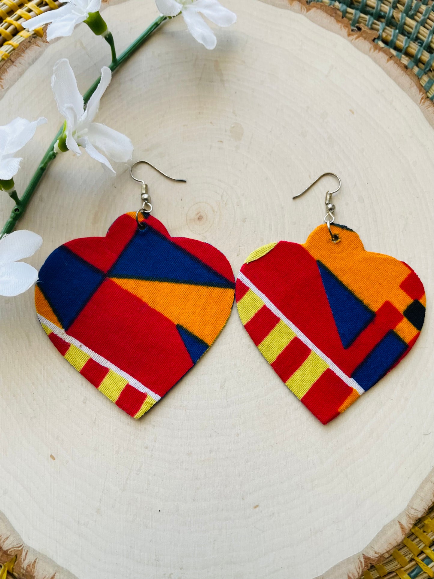 Multi mix  Ankara fabric earrings- clearance