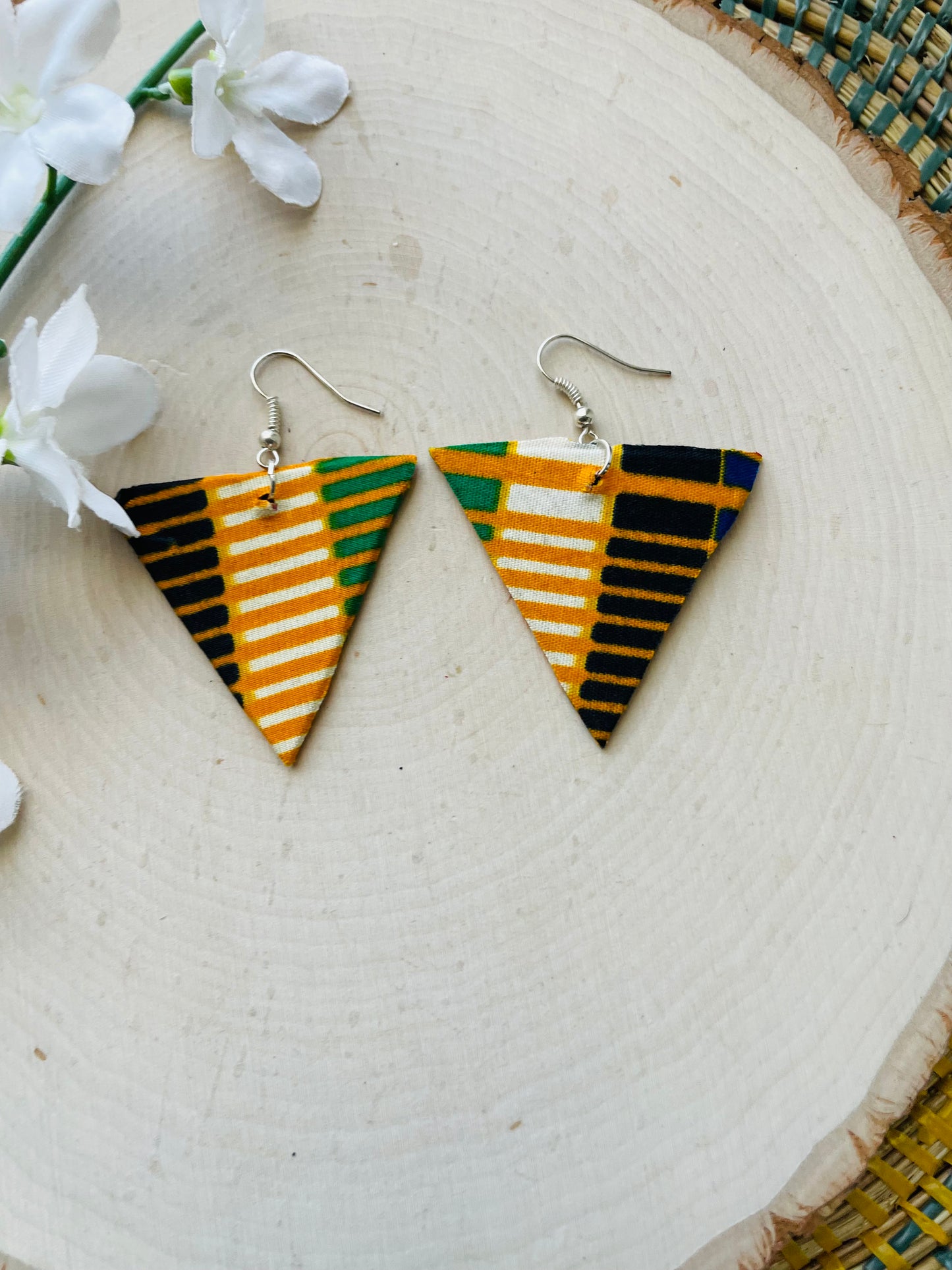 Orange mix Ankara fabric earrings- clearance imperfect