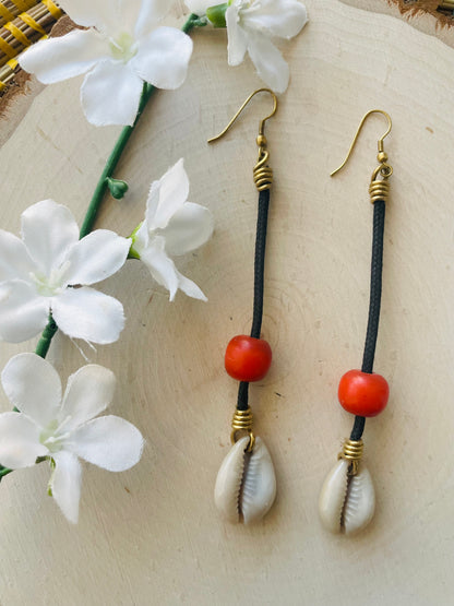 Beaded Cowrie Earrings