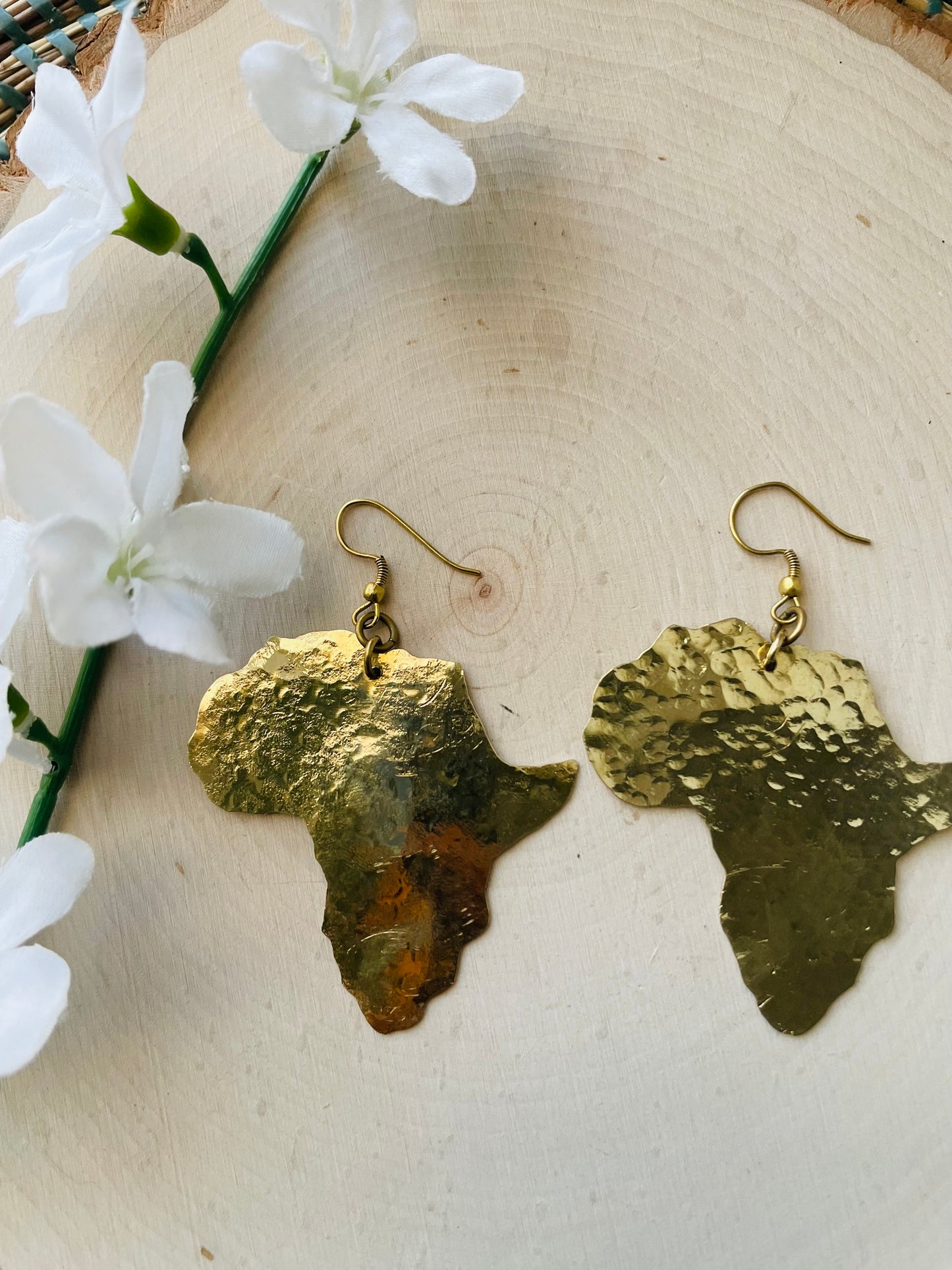 Africa Brass Earrings hammered