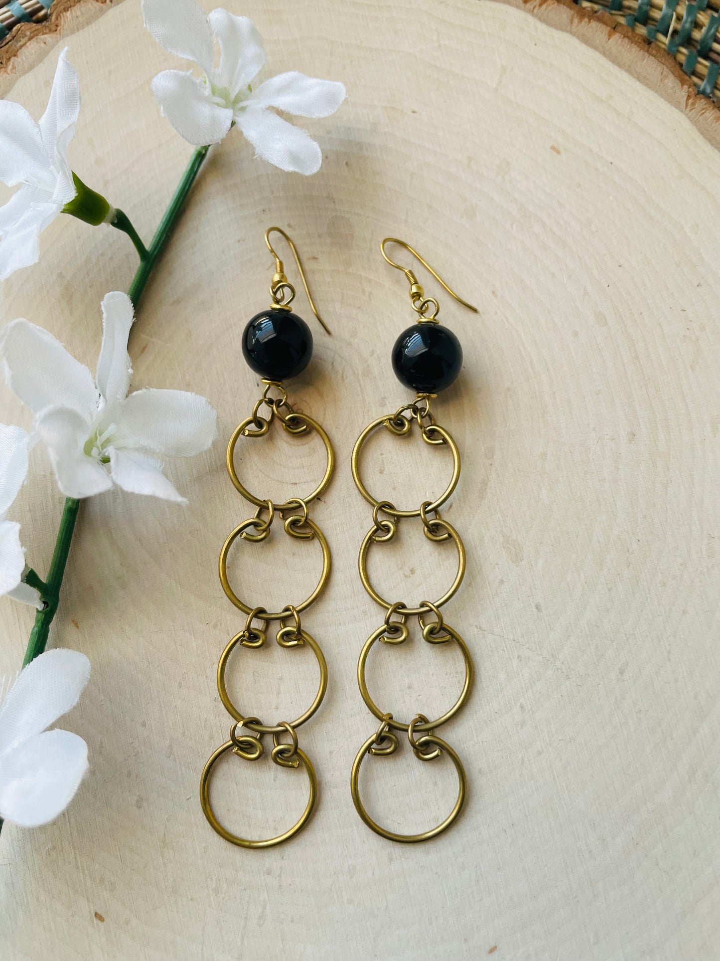 Noir Brass Cage Earrings