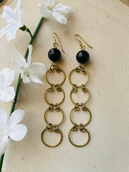 Noir Brass Cage Earrings