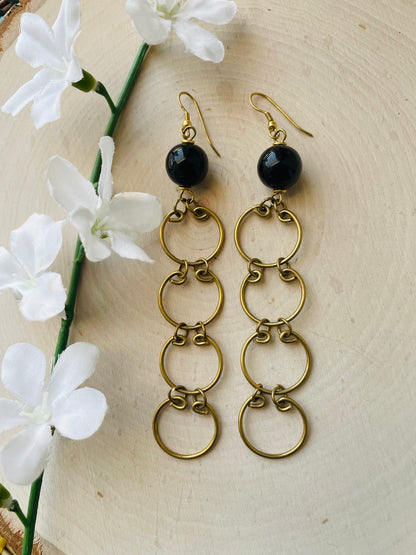 Noir Brass Cage Earrings